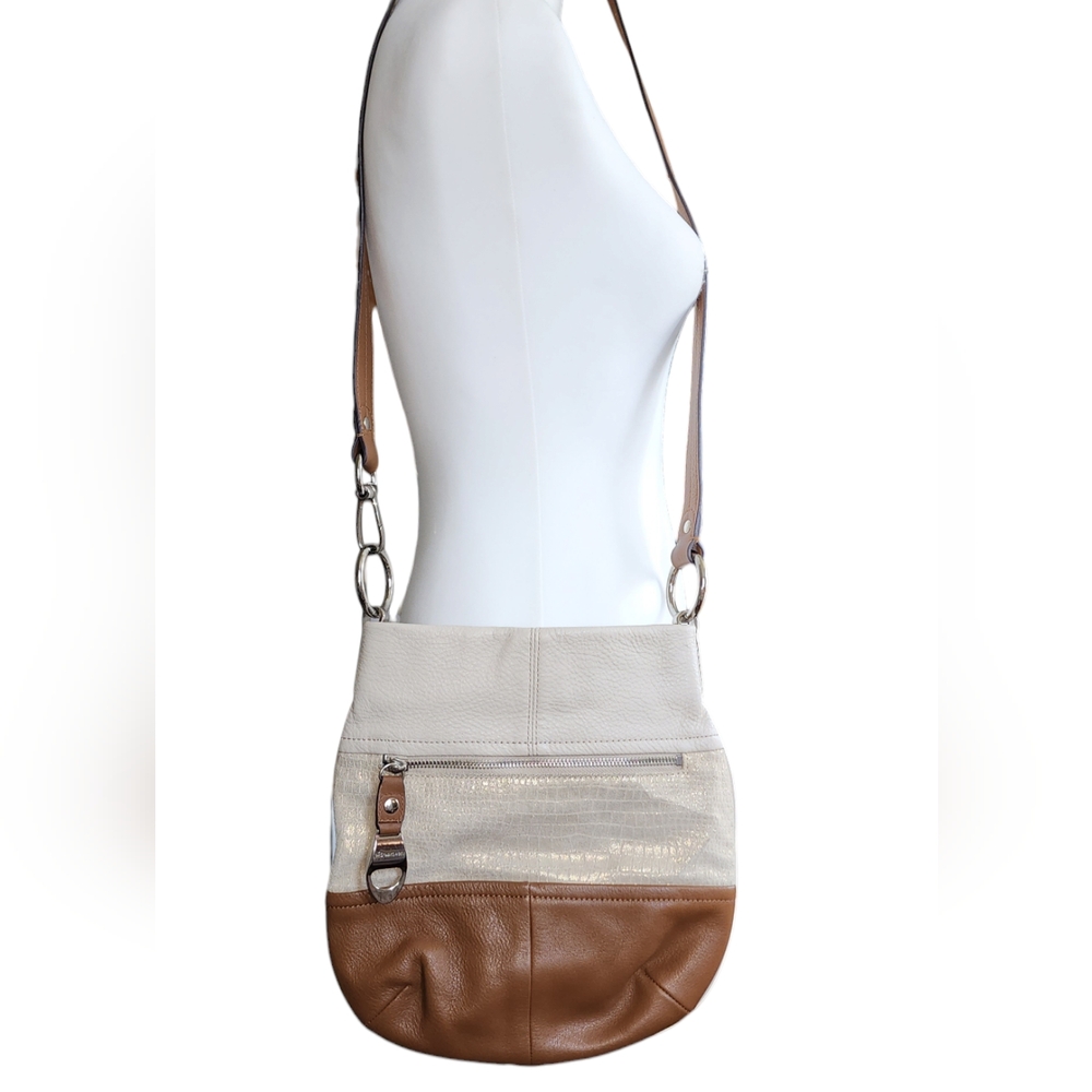 B.Makowsky Purse: Ivory Brown Juliet Crossbody Bag